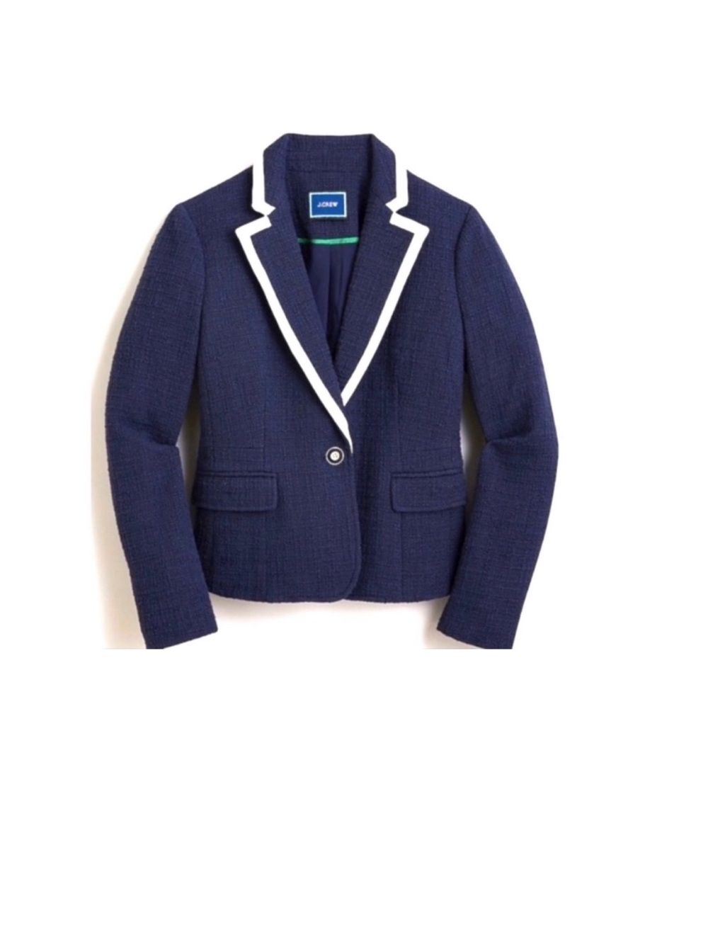 NWT J. Crew size 16 Navy blue blazer with white trim